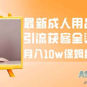 新型成人用品引流获客全渠道：月入10w的极致教程