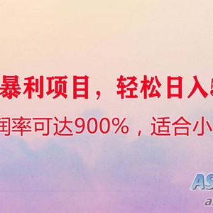 独特高利润项目，每单利润率达到900%，轻松实现日入500+，适合零基础小白