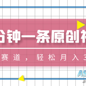 原创视频轻松月入3w+，只需五分钟一条，选择冷门赛道