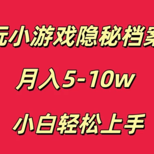 小白也能轻松上手，玩转小游戏隐秘档案轻松月入5-10万元