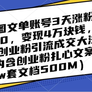 探秘抖音图文流量增长与变现大法：单账号 3 天涨粉 5000，4W 变现！极简创业引流成交秘籍（含扎心案例）