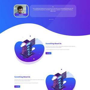 蓝色风格域名服务器托管服务公司前端静态html网站模板