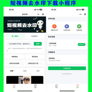 去水印小程序视频提取小程序源码支持二次开发流量主源码小程序